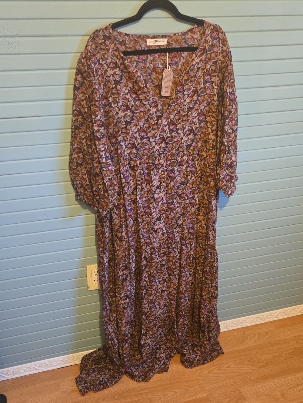 NATURAL LIFE Brown & Purple Floral Tiered Maxi Dress
